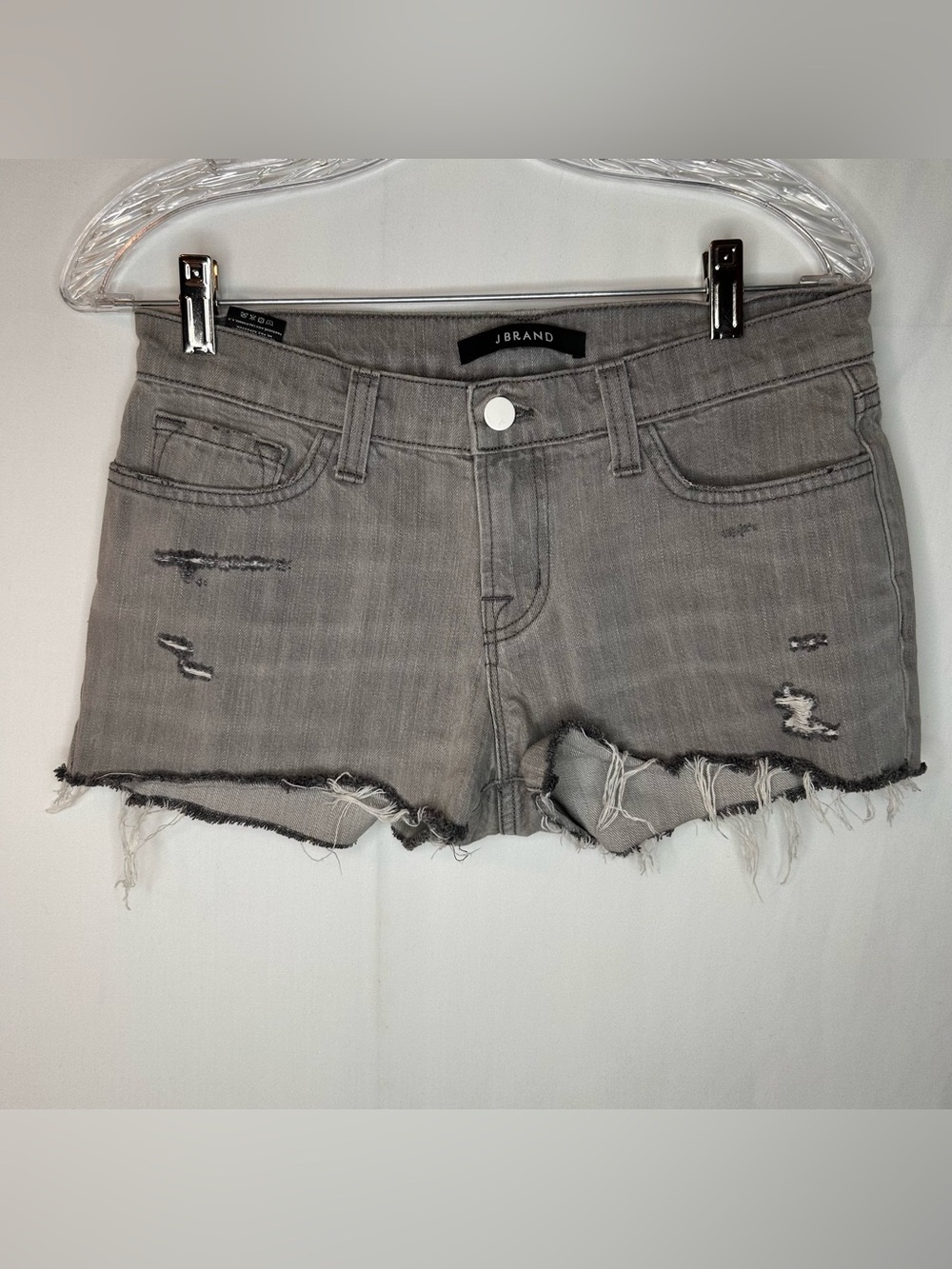 J Brand Grey Distressed Denim Cutoff Shorts Size 25